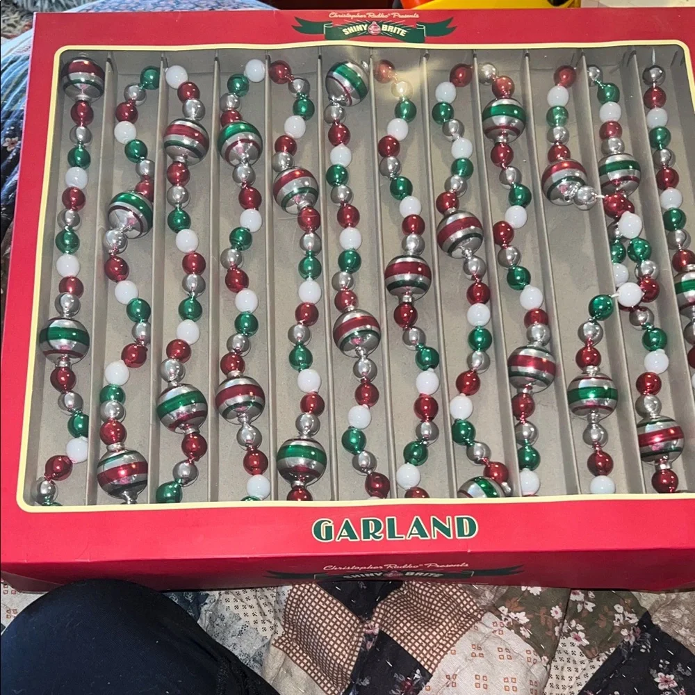 14’ Shiny Brite Glass Christmas Garland Vintage style  Christopher Radko